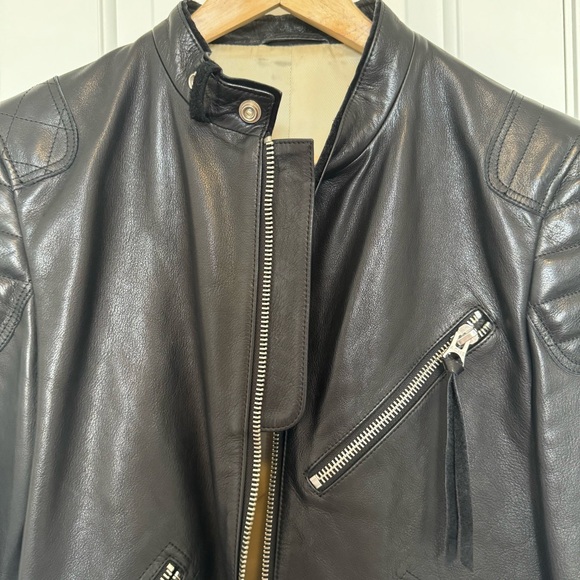 Acne Studios Calf Leather Biker Jacket Black Size 48 - Picture 9 of 16
